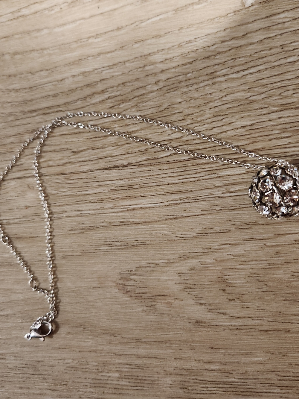 Silver Crystal Cluster Pendant Necklace - Silver